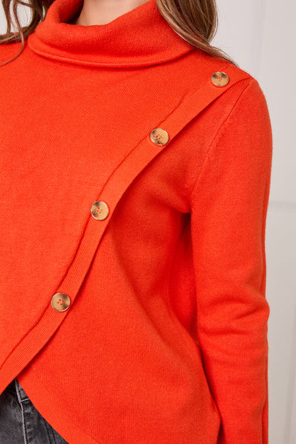 TURTLE NECK BUTTONED FRONT OPEN JUMPER