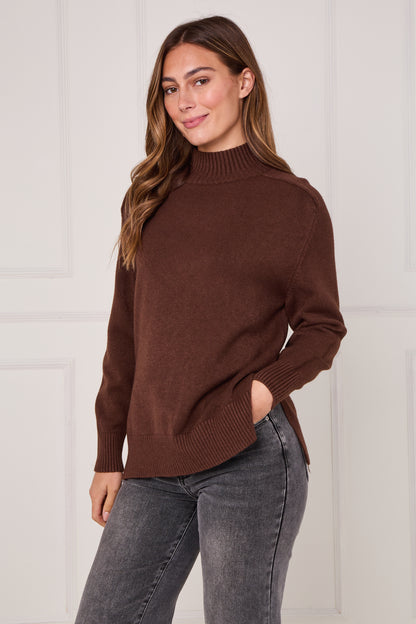 RIBBED MOCK NECK JUMPER