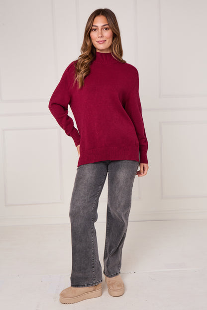 RIBBED MOCK NECK JUMPER