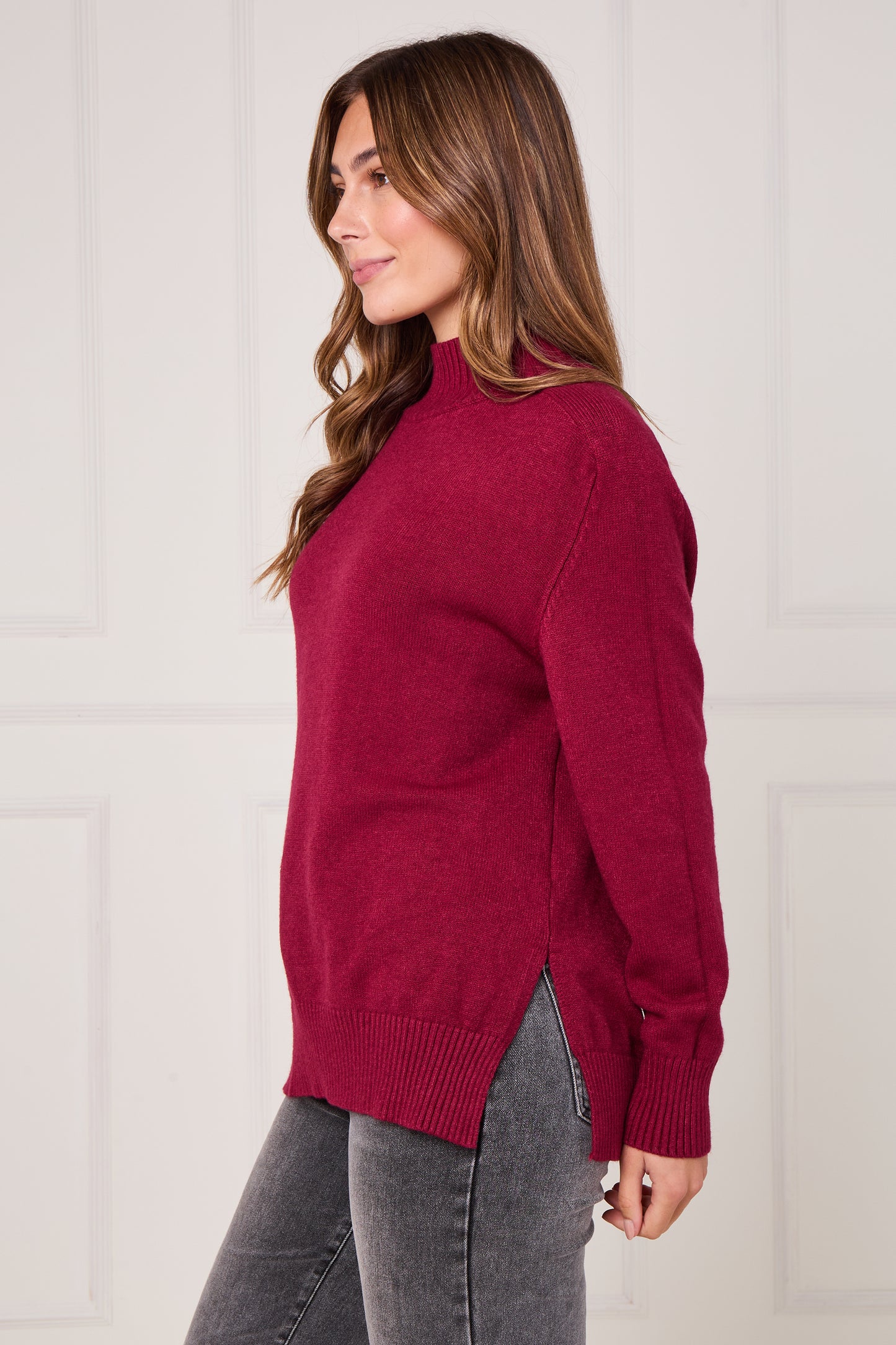 RIBBED MOCK NECK JUMPER