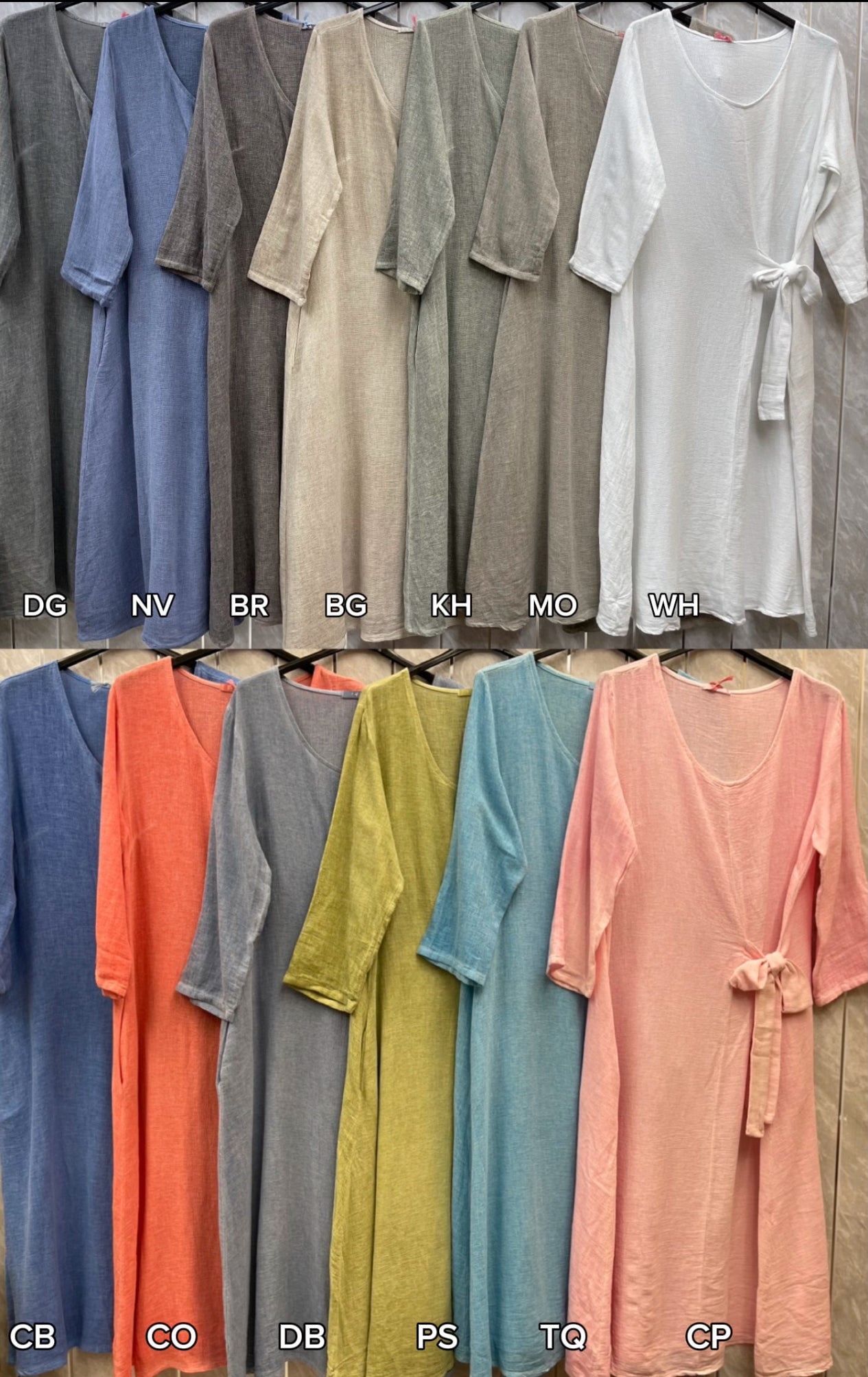 WASHED LINEN LONG SLEEVE TIE DRESS