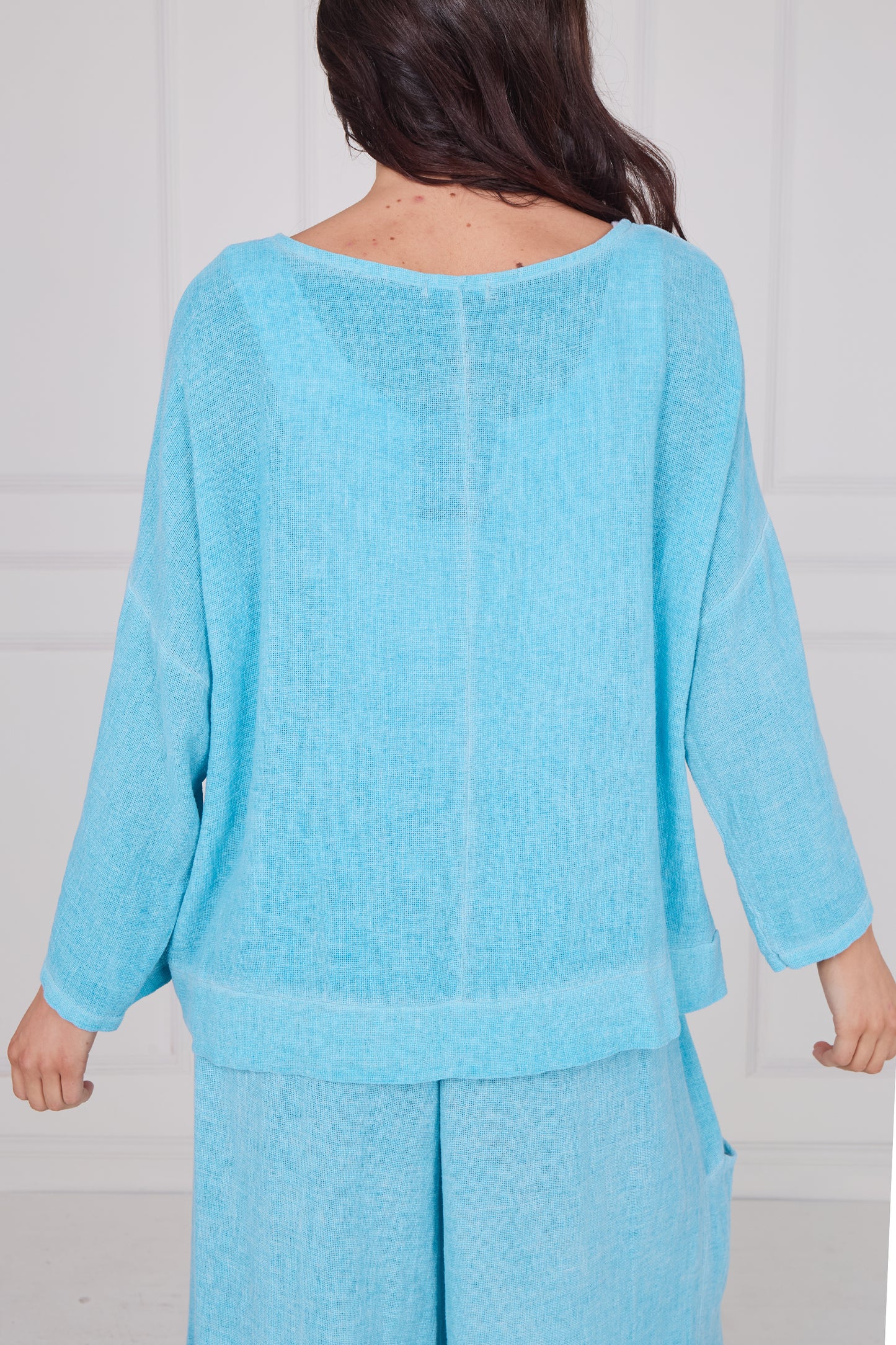 WASHED LINEN RUCHED TIE TOP