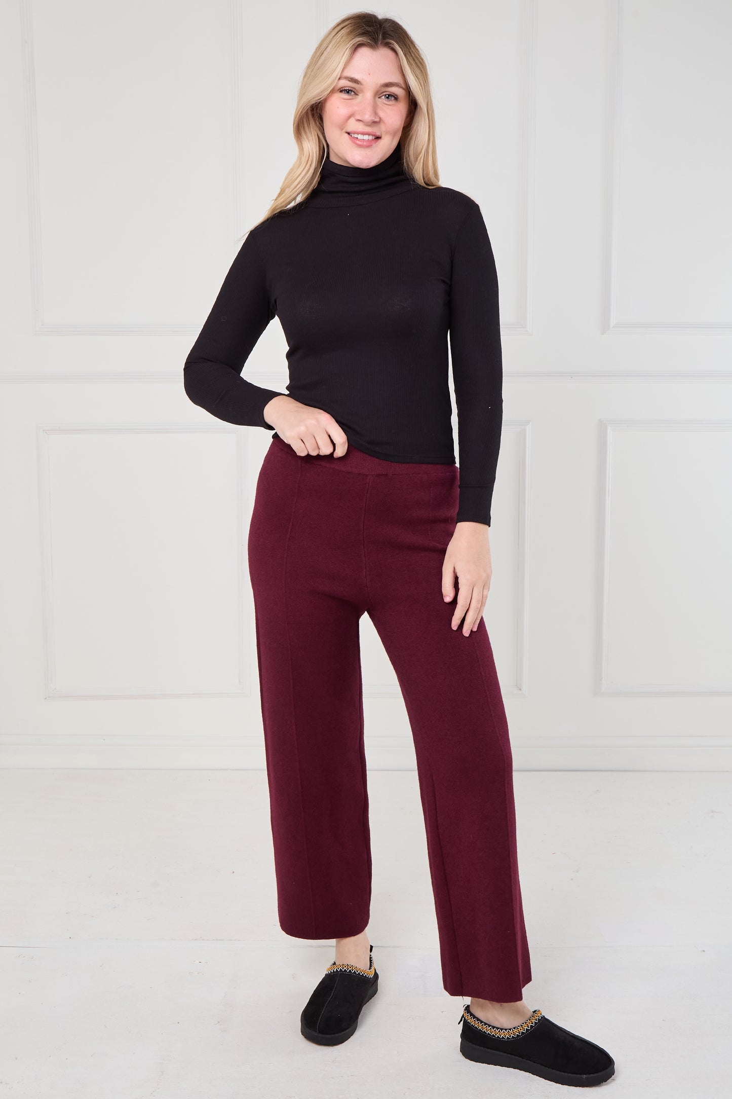 FINE KNIT ELASTICATED WAIST TROUSERS