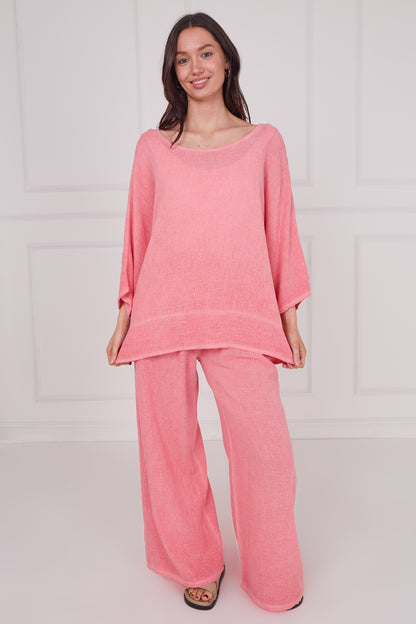 WASHED LINEN BACK DETAIL TOP