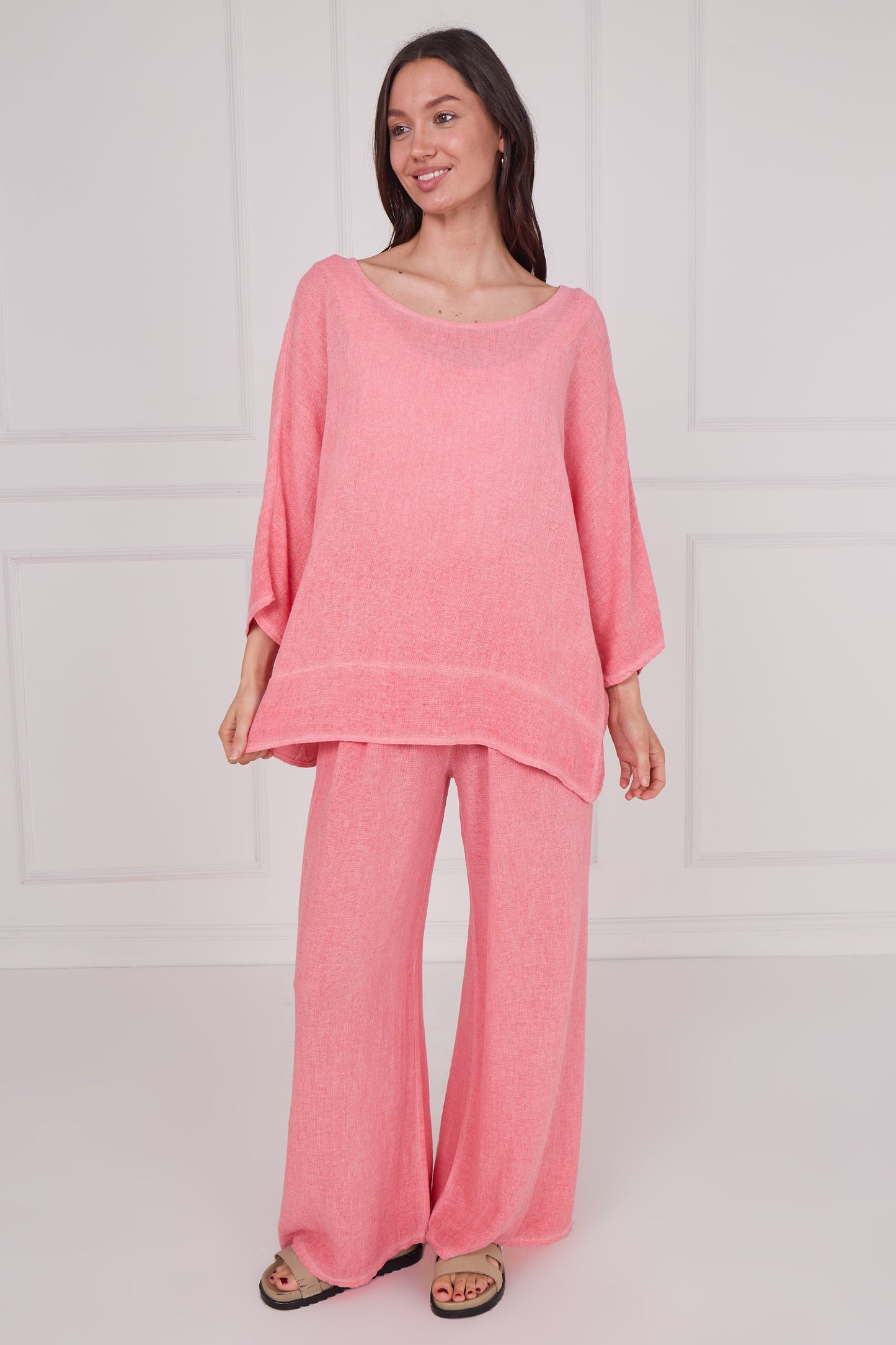 WASHED LINEN BACK DETAIL TOP