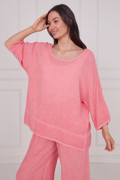 WASHED LINEN BACK DETAIL TOP