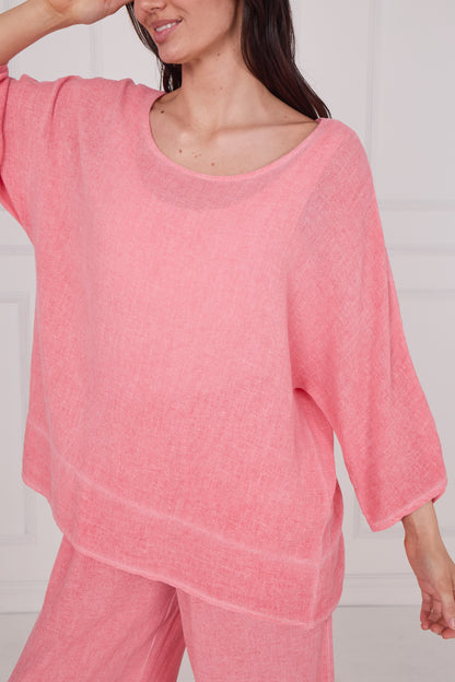 WASHED LINEN BACK DETAIL TOP