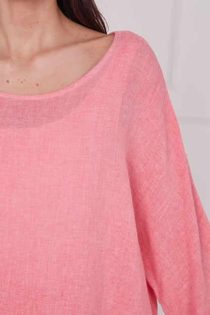 WASHED LINEN BACK DETAIL TOP