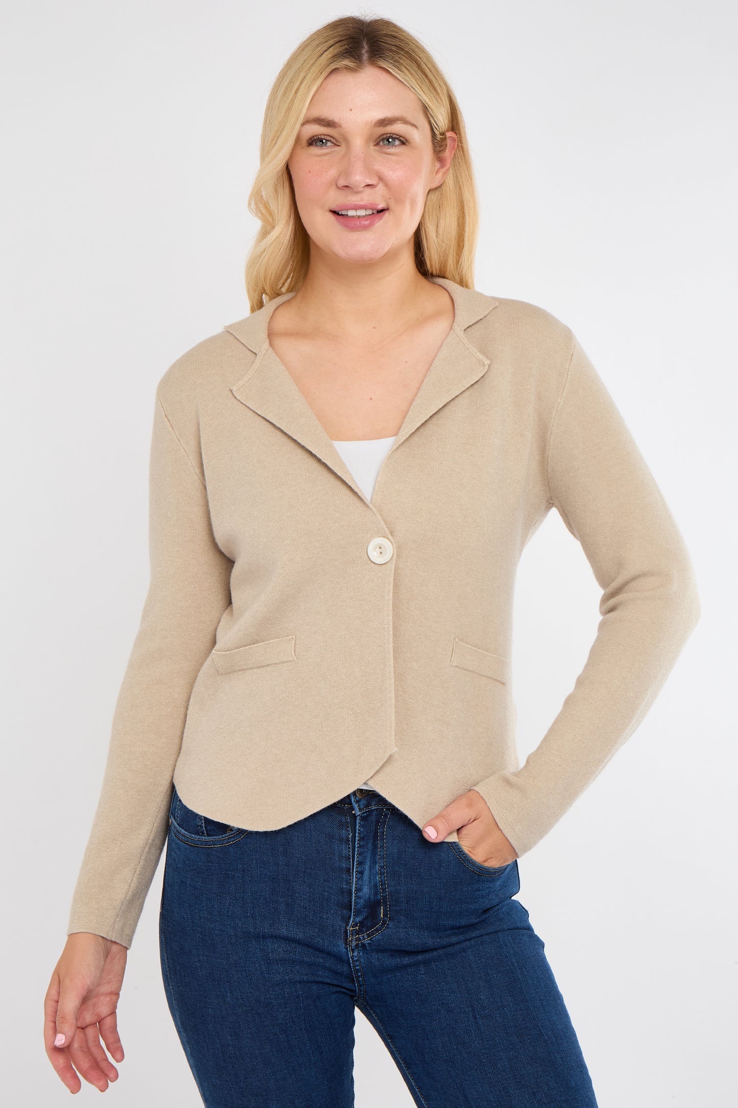 ONE BUTTON KNITTED CROP BLAZER