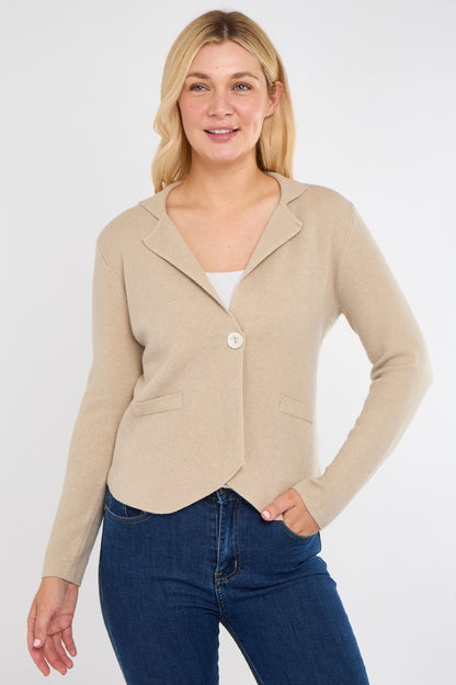 ONE BUTTON KNITTED CROP BLAZER