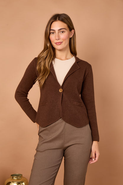 ONE BUTTON KNITTED CROP BLAZER