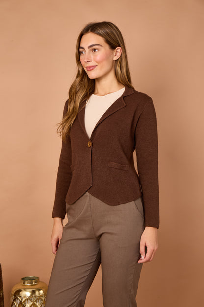 ONE BUTTON KNITTED CROP BLAZER
