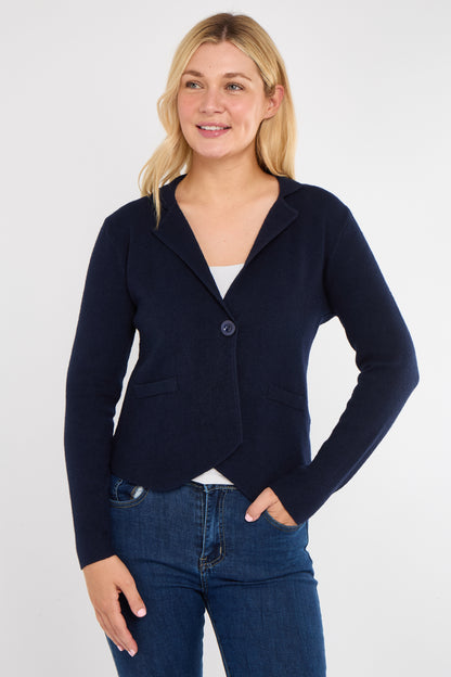 ONE BUTTON KNITTED CROP BLAZER