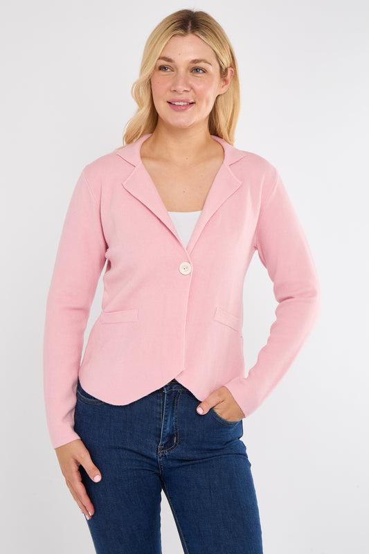 ONE BUTTON KNITTED CROP BLAZER