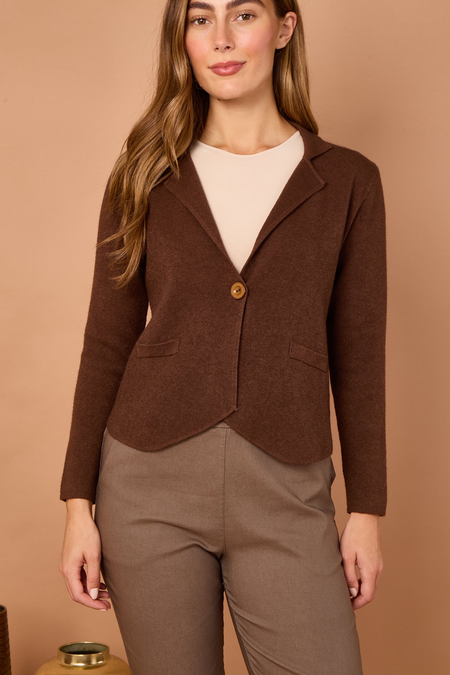 ONE BUTTON KNITTED CROP BLAZER