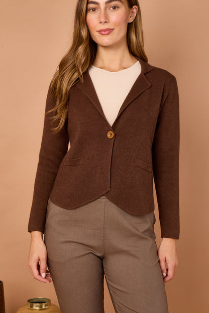ONE BUTTON KNITTED CROP BLAZER