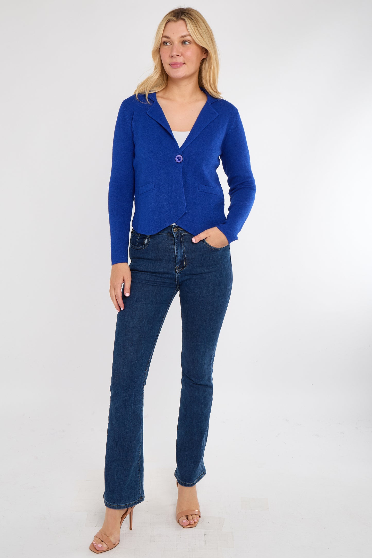 ONE BUTTON KNITTED CROP BLAZER