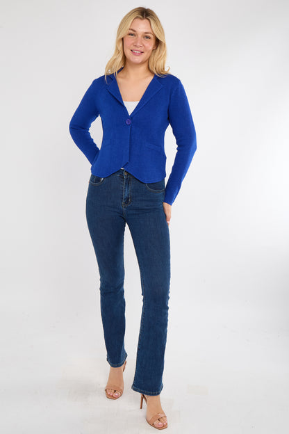ONE BUTTON KNITTED CROP BLAZER