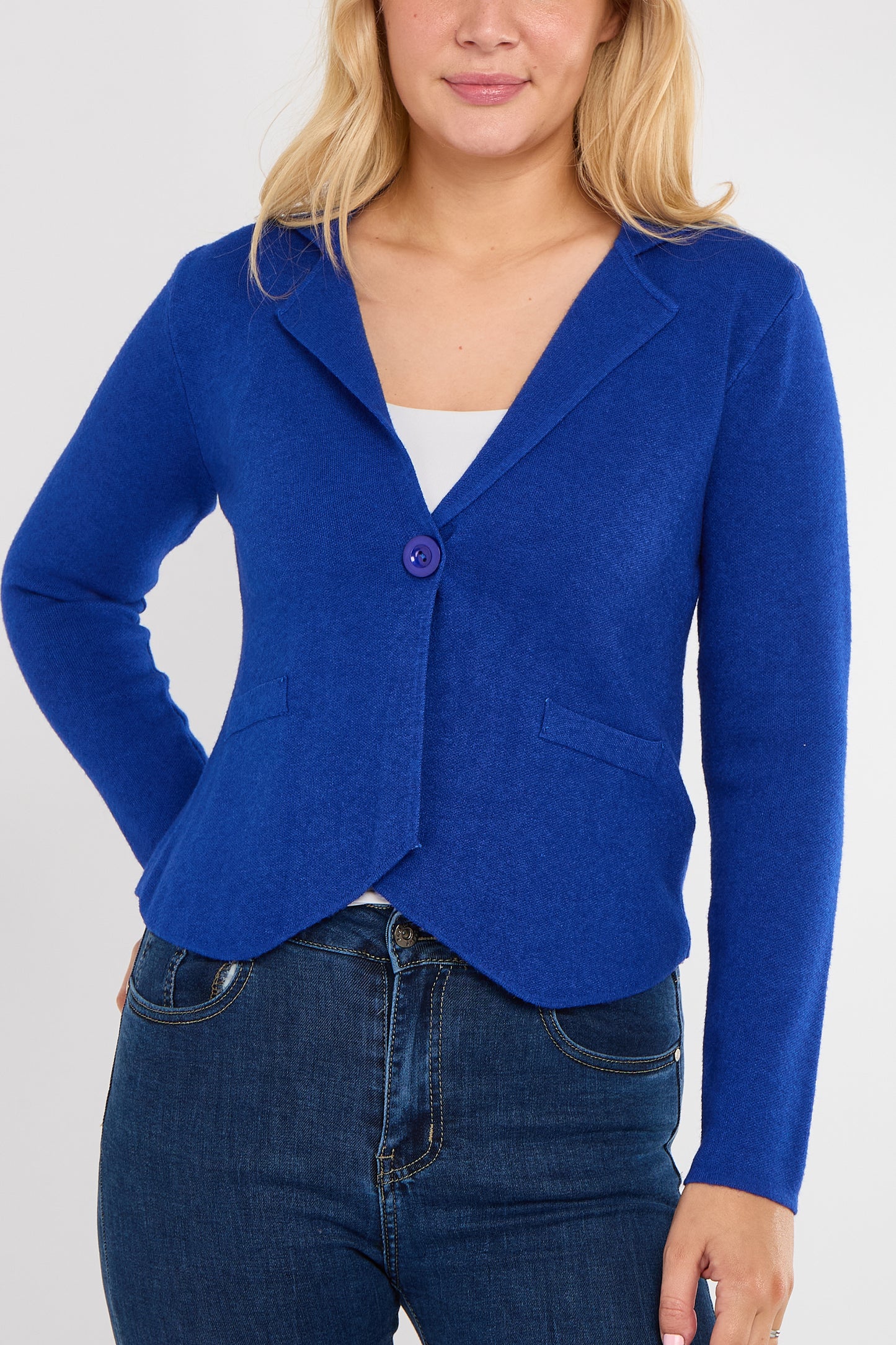 ONE BUTTON KNITTED CROP BLAZER