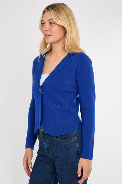 ONE BUTTON KNITTED CROP BLAZER