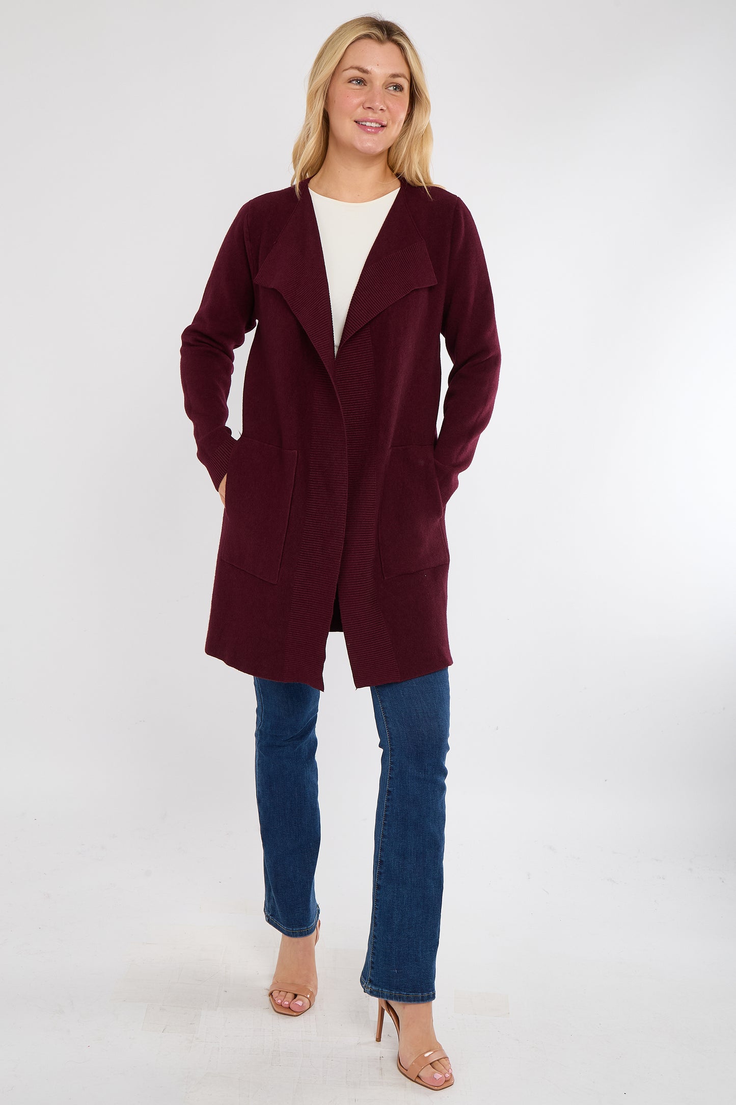 TWO POCKET FOLD EDGE CARDIGAN