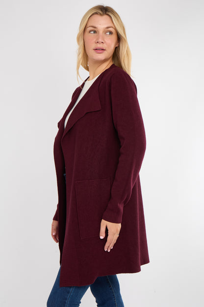 TWO POCKET FOLD EDGE CARDIGAN