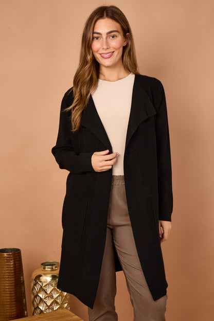 TWO POCKET FOLD EDGE CARDIGAN