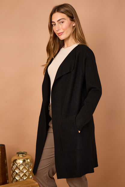 TWO POCKET FOLD EDGE CARDIGAN