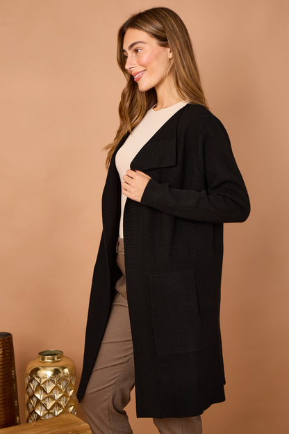 TWO POCKET FOLD EDGE CARDIGAN