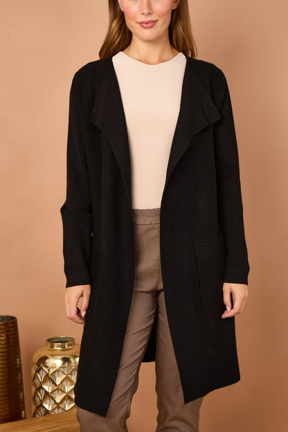 TWO POCKET FOLD EDGE CARDIGAN