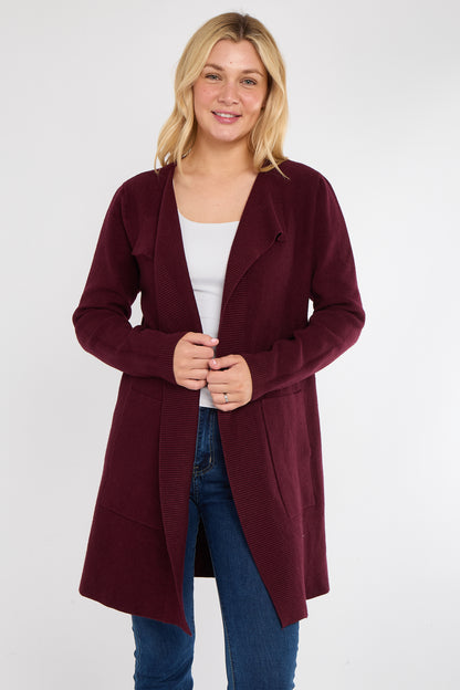 TWO POCKET FOLD EDGE CARDIGAN