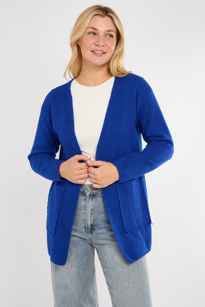BLANKET STITCH TWO POCKET CARDIGAN