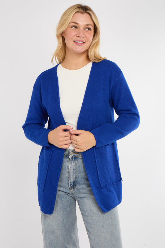 BLANKET STITCH TWO POCKET CARDIGAN