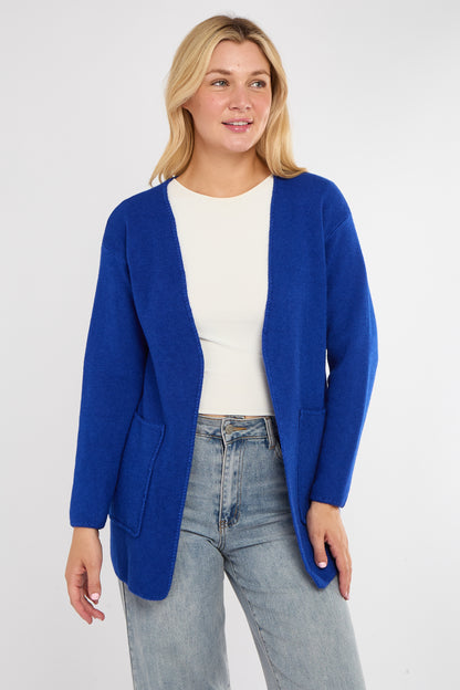 BLANKET STITCH TWO POCKET CARDIGAN