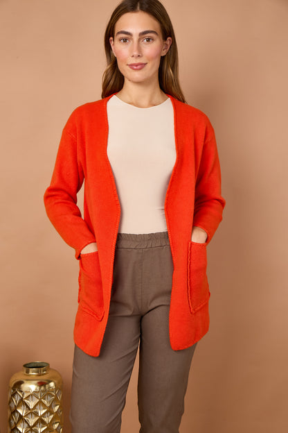 BLANKET STITCH TWO POCKET CARDIGAN