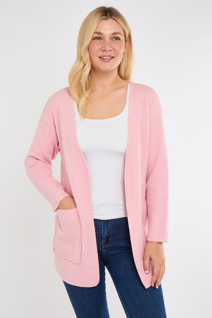BLANKET STITCH TWO POCKET CARDIGAN
