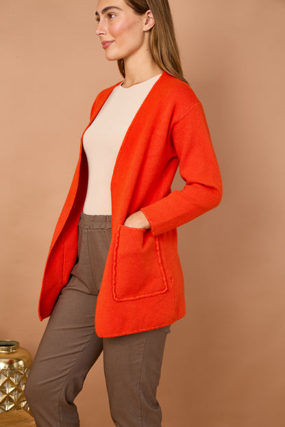 BLANKET STITCH TWO POCKET CARDIGAN