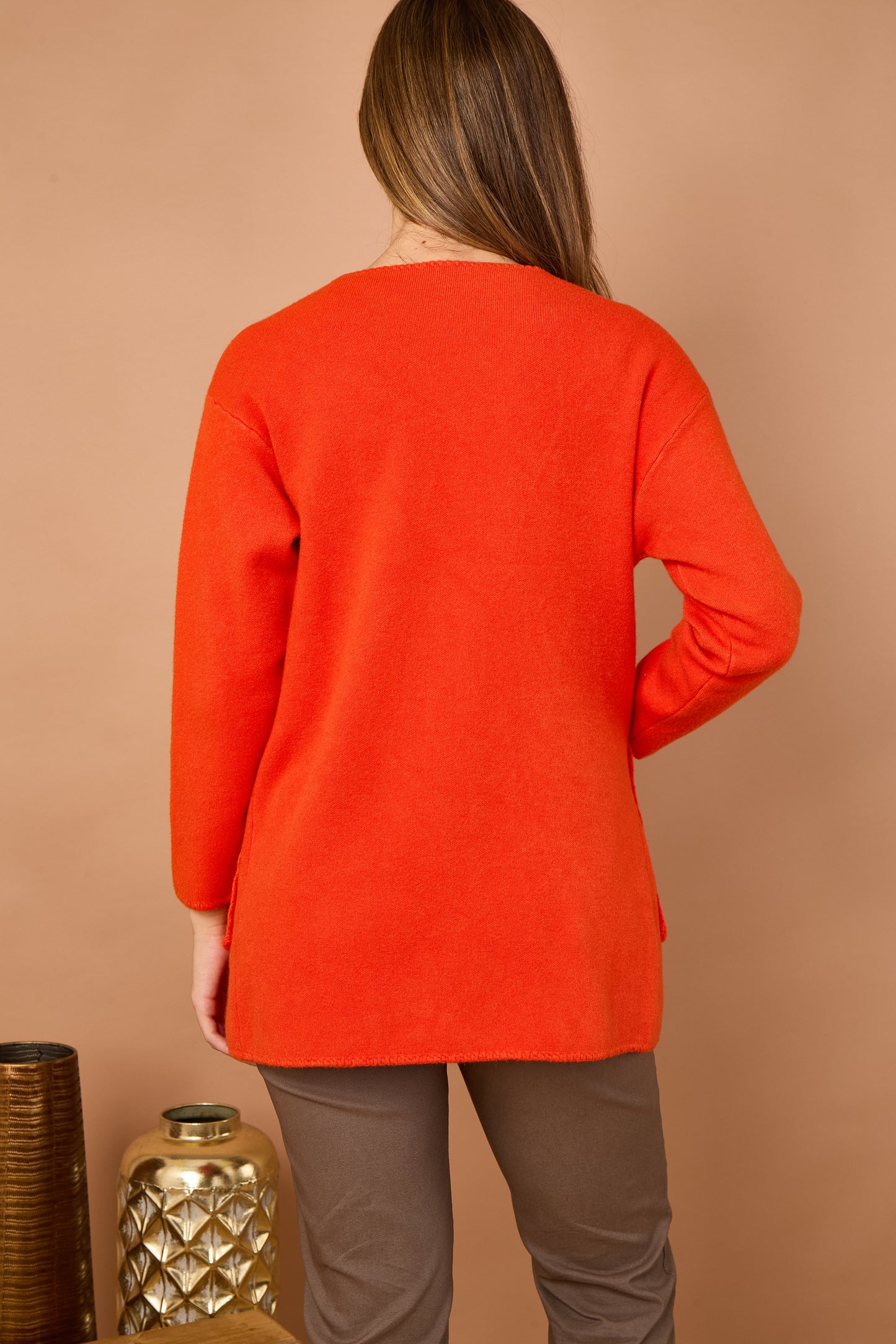BLANKET STITCH TWO POCKET CARDIGAN