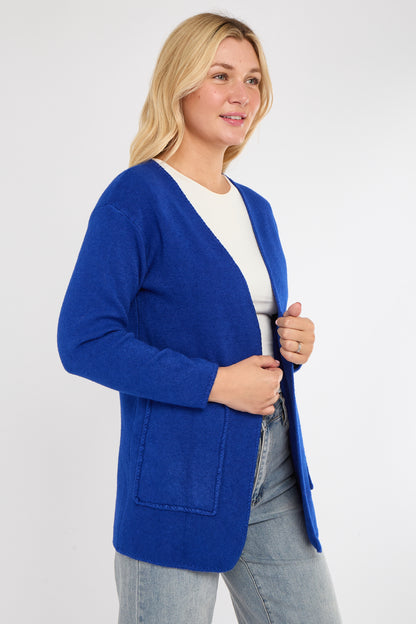 BLANKET STITCH TWO POCKET CARDIGAN