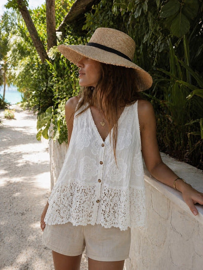 EMBROIDERED WAISTCOAT WITH LACE BOTTOM