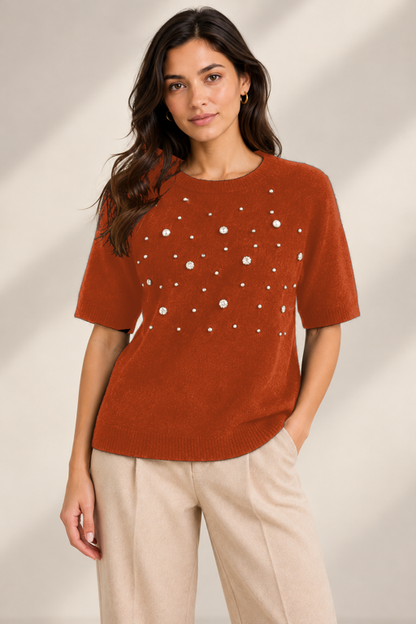 SCOOP DIAMOND HALF SLEEVE JUMPER