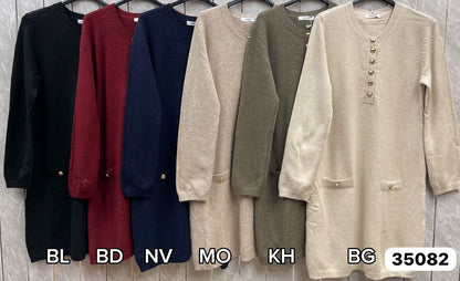 LONG SLEEVE GOLD BUTTON DRESS