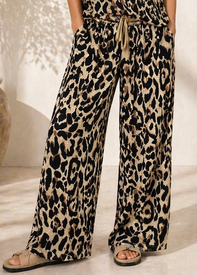 ANIMAL PRINT GOLD EDGE TROUSERS