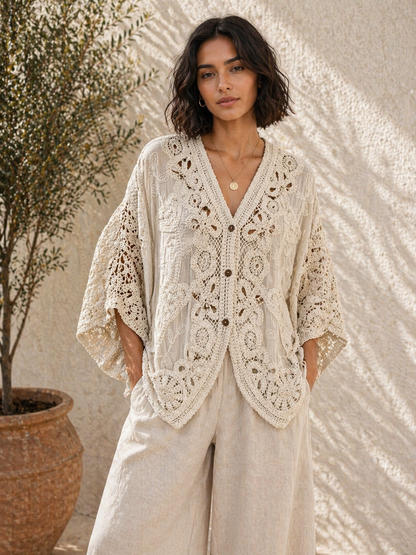 ANGLAISE CROCHET BUTTON THROUGH CARDIGAN