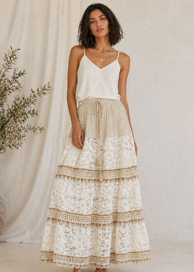 EMBROIDERED CROCHET DRAWSTRING SKIRT