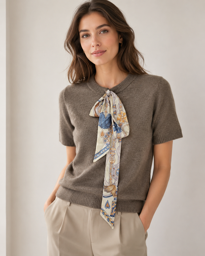 ALPACA SCOOP NECK SCARF JUMPER