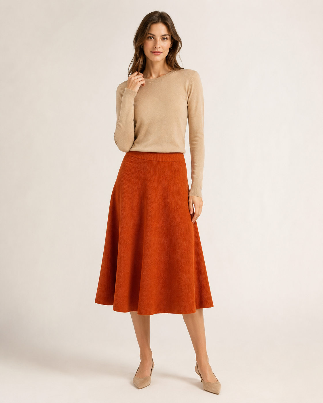 ELASTICATED RIBBED SKIRT