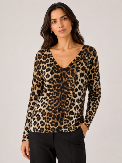 ABSTRACT PRINT V-NECK JUMPER
