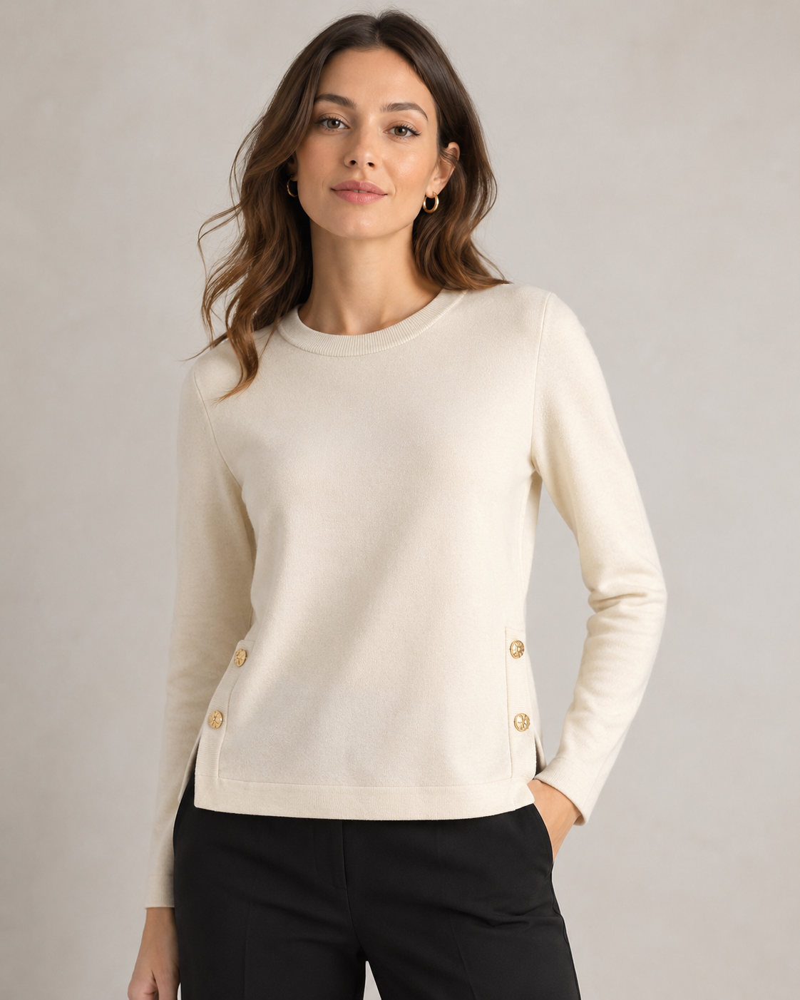 SCOOP GOLD BUTTON JUMPER
