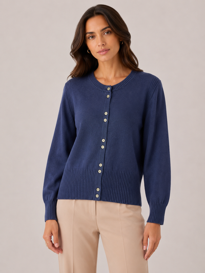 RIBBED BUTTON CARDIGAN